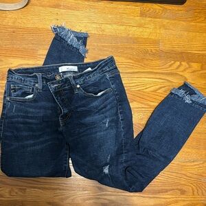 Kancan skinny straight leg darkwash distressed jean